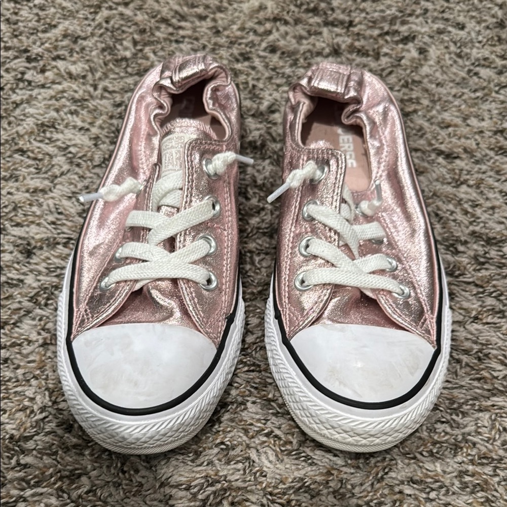 Pink Metallic Rose Gold Converse All Star Shoes